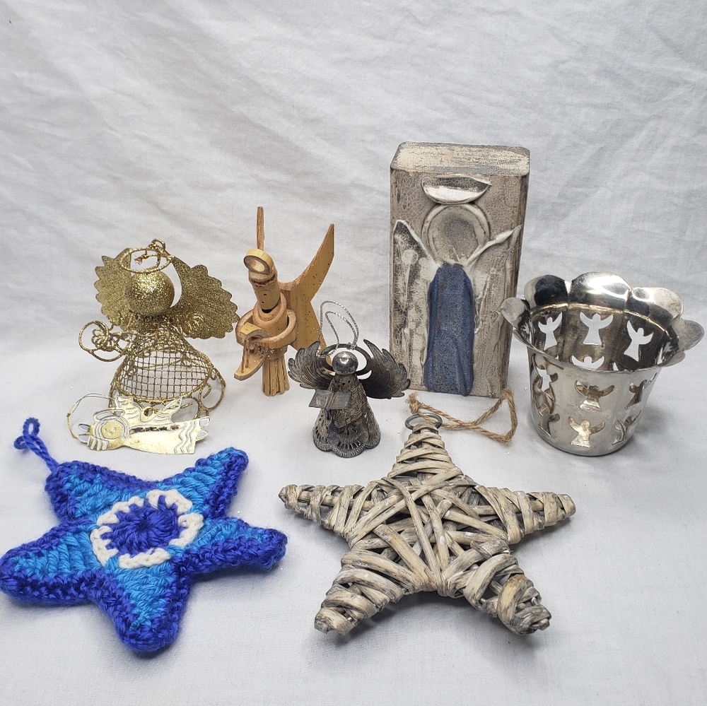 Vintage Christmas Ornaments Angels And Stars One Pound Boxed Bundle